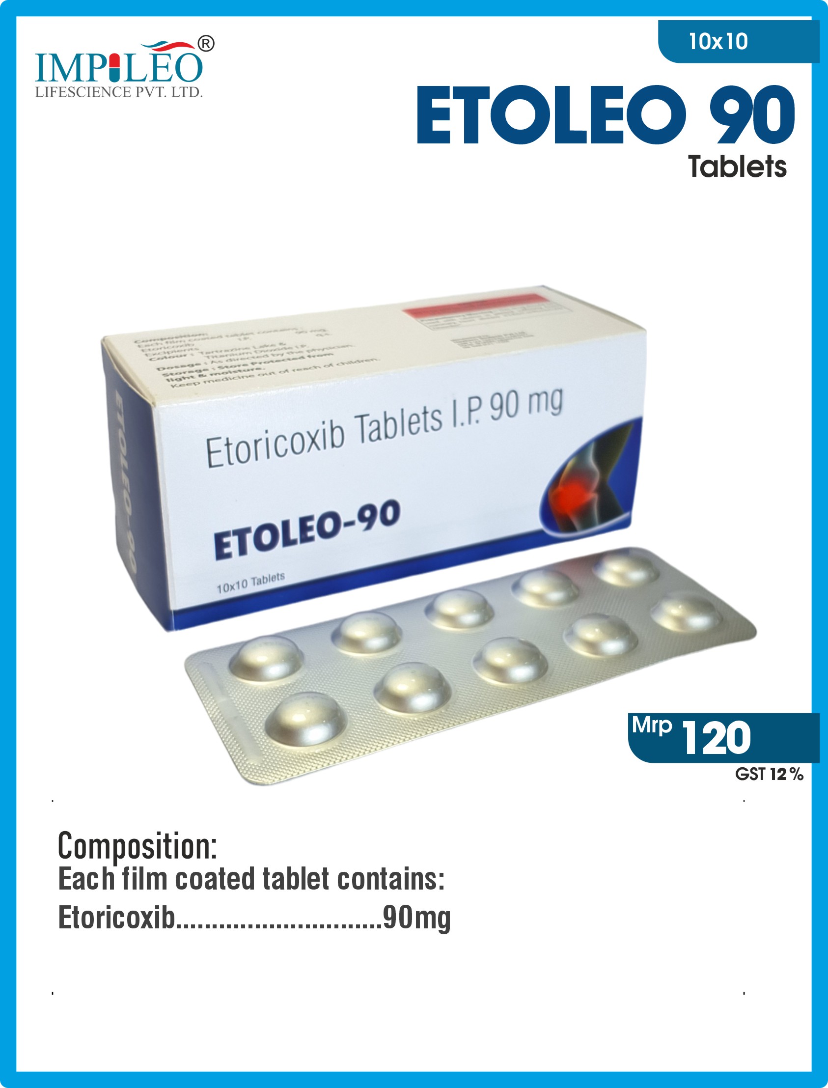 Etoricoxib ETOLEO 90 Tablets Offered by Chandigarh's Trusted PCD Pharma Franchise